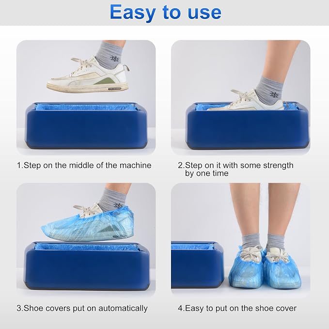 LYSHIYI Shoe Covers Machine Automatic Shoe Cover Dispenser with 200pcs Disposable Plastic Shoe Cover for Home, Office, Supermarket, Factory, Hospital (Blue)