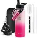 RAYMYLO Insulated Water Bottle 40 oz, Triple Wall Vacuum Stainless Steel (Cold for 36Hrs, Hot for 18Hrs), Leak Proof & Non-BPA, Modern Water Flask Jug with Paracord Handle & Straw Spout Lids