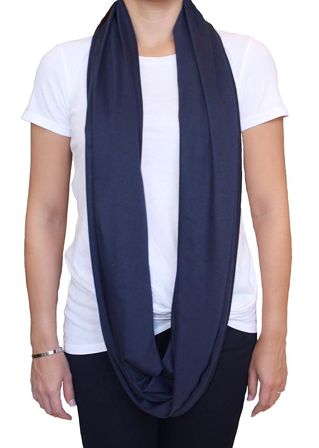 2 Pack Nursing Covers for Breastfeeding, Soft Infinity Scarf Shawl Cover Up - Lightweight, Breathable Privacy Nursing Wrap (Heather Grey & Navy Blue)
