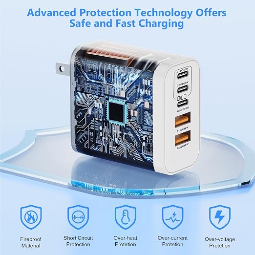 QZIIW USB C Wall Fast Charger Block, 100W 5-Port Type C Fast Charging Block 3 Pack-PD Power Charger Adapter QC 3.0 USB Multiport Charger Brick for iPhone 17 16, Samsung Series MacBook/Air, iPad, etc.