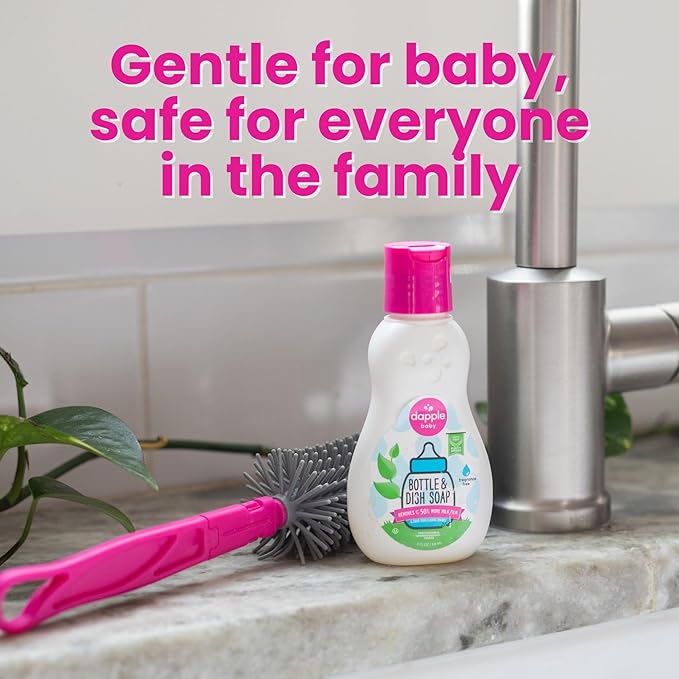 Dapple Baby Fragrance-Free Bottle & Dish Soap - 3 fl oz - Plant-Powered Cleaner for Baby Bottles, Pump Parts, and Sippy Cups - Travel Size
