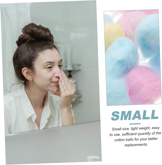 1Pack Colored Cotton Balls for Newborn Face Cleaning Soft Absorbent Cotton Balls for Makeup Removal and Crafts