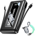 Portable Charger Power Bank 50000mAh, Massive Capacity Travel Essential, Built-in USB-C & iOS Cables, AC Wall Plug, 22.5W Fast Charging Battery Pack with LED Display for Camping, iPhone, Samsung