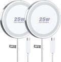 25W Wireless Charger for MagSafe, Magnetic Fast Charging Pad for iPhone 17/16/15/14/13/12 Series & AirPods, Strong Magnet, Portable Wireless Charger for Travel Home Office (White, 2Pack(6FT))