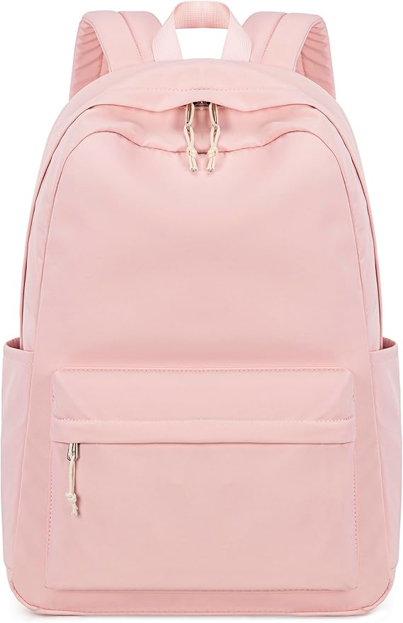 LOIDOU Backpack for Girls School Backpacks Bookbags for Elementary Middle School Women Laptop Backpacks (Solid Pink, L-17)