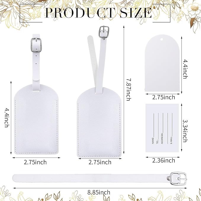Amylove 48 Sets Leather Luggage Tags Bulk Wedding Favors Luggage Tags for Guests Bridal Gifts Wedding Bridal Shower Gift PU Leather with Name ID Card Tag for Guests