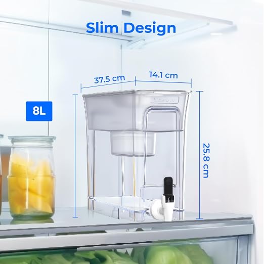 Waterdrop WFD-40W-L Water Filter Dispenser, 35-Cup Large Capacity, 200-Gallon Long-Life, Faster Filtration, Reduces Chlorine, PFOA/PFOS and More, BPA Free, White