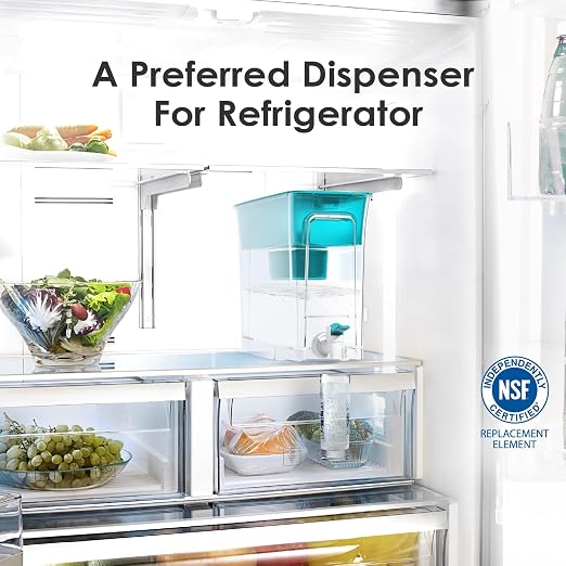 Waterdrop WFD-40B Water Filter Dispenser, 35-Cup Slim Water Filter Pitcher, Large Capacity, 200-Gallon Long-Life, Reduces Chlorine, PFOA/PFOS and More, BPA Free, Turquoise