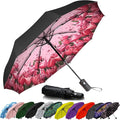SIEPASA Compact Travel Umbrella - Windproof Auto Open/Close, Small Folding Umbrella for Rain & Sun with UPF50+ - Lightweight Frame, Waterproof - Fits Backpack, Purse, Suitcase.(Tulip)