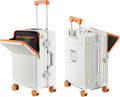 Carry on suitcase Zipperless Luggage,Polycarbonate Aluminum Hard Shell, Expandable Carry-On Suitcase with Spinner Wheels,26 Inch Cabin(orange, 26 inch)