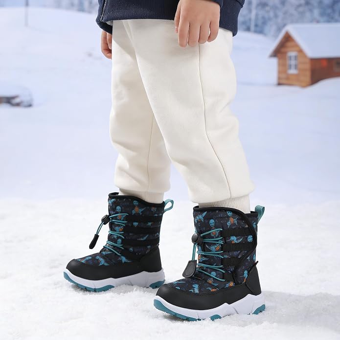CIOR Winter Snow Boots for Boy and Girl Outdoor Waterproof with Fur Lined(Toddler/Little Kids)