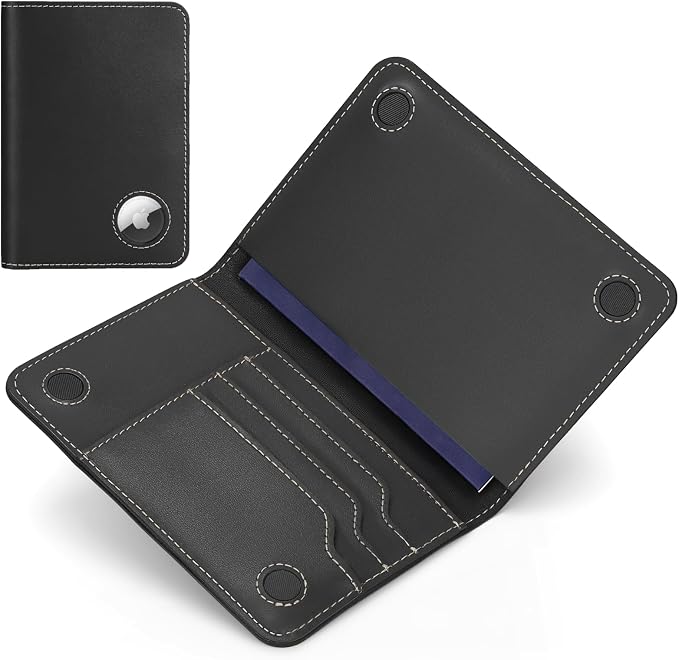 ALLIVE Passport Holder for Travel, Genuine Leather Passport Holder with AirTag Slot, Magnetic Closure, RFID Blocking Passport Cover Travel Wallet for Women Men