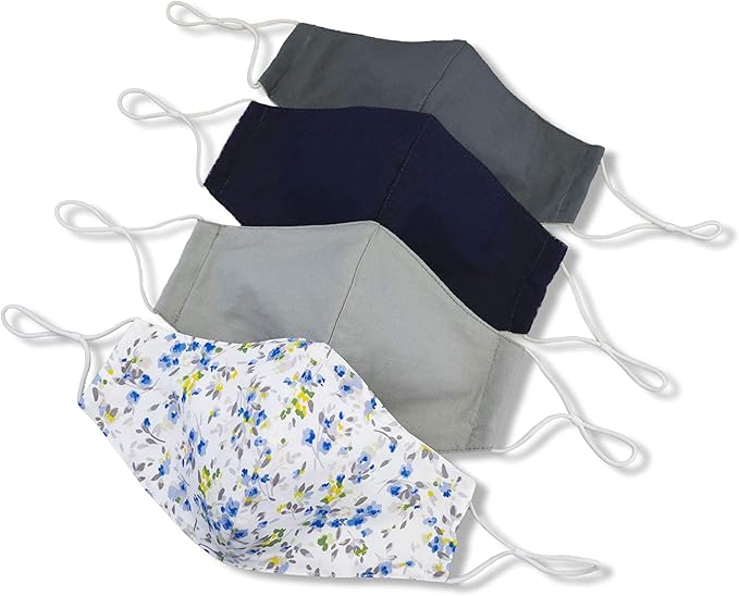 HOPE LOVE SHINE Face Mask Adjustable Filter Pocket Reusable Breathable Washable Cloth Mask Face Masks for Women Men - 4 Pack