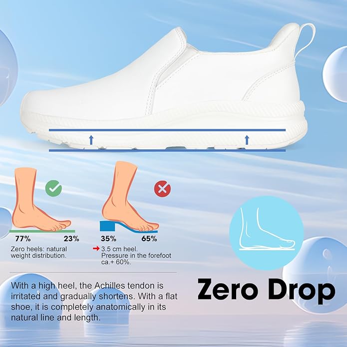 ZOVE Wide Toe Box Shoes Women Wide Width Waterproof Leather Hands Free Nursing Sneakers Ultra Light Extra Wide Walking Sneakers Non-Slip Chef Diabetes Nurse Work Shoes