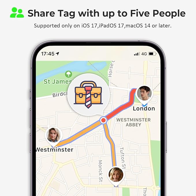 Tracker Tags- 4 Pack, Bluetooth Trackers Works with Apple Find My APP (iOS Only), 92 dB Sound, Replaceable Battery, Smart Tracking Tag Keys Finder and Item Locator for Keys, Bags, Luggage, Wallet, etc