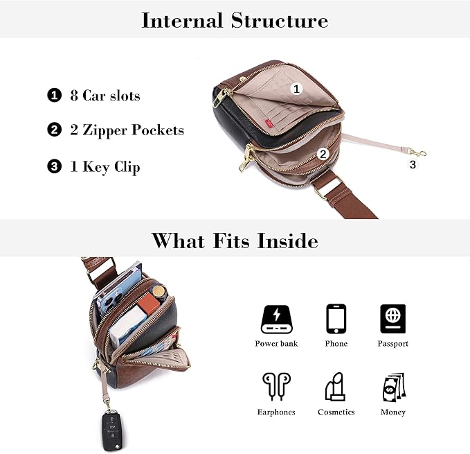 INICAT RFID Blocking Sling Bag, Anti Theft Crossbody Bag for Women Compact Travel Purses Vegan Leather
