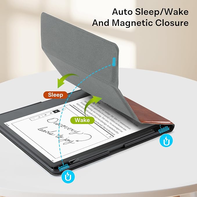 CoBak Case for E-Reader - All New PU Leather Cover with Auto Sleep Wake Feature for E-Reader 10.2" 2022 & 2024 Released with Pen Holder (not Compatible with Remarkable),Dark Brown