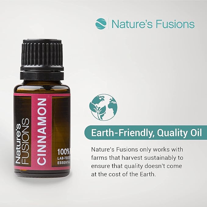 Nature's Fusions Cinnamon Bark, 100% Pure and Natural Essential Oils, Undiluted, Therapeutic Grade for Aromatherapy and Topical Use, .5 Fl Oz (Pack of 1) (15 mL)