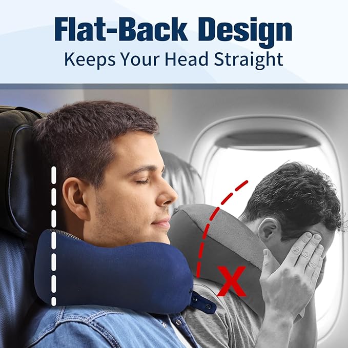 Cirorld Neck Pillow for Traveling, Travel Pillows for Airplanes,100% Pure Memory Foam Travel Neck Pillow, Adjustable Flight Pillow, Portable Plane Accessories with Eye Mask, Earplugs, Carry Bag