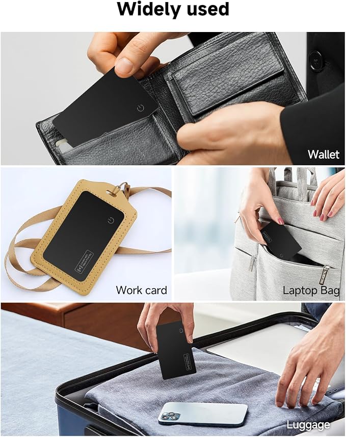 4-Pack 2026 Air Card Tag Tracker Wallet Tracker Card| Ultra Slim 0.07in, IP68 Waterproof | Works with Find My (iOS) | for Wallets, Keys, Luggage,Bags