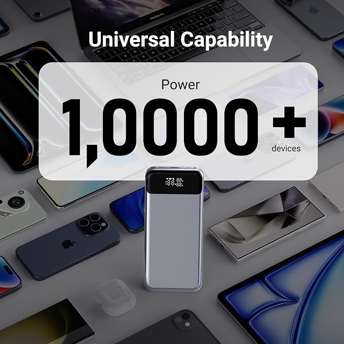 24,000mAh 280W Laptop Power Bank, PD 3.1 Portable Charger with Smart Display, 3-Port USB C Battery Pack for MacBook Pro/Air, iPhone 16/15/14/13 Series, iPad and More, Flight-Approved for Travel