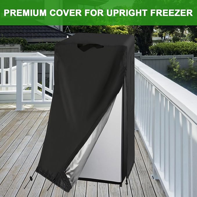 Refrigerator Cover, Waterproof&Dustproof Cover for Protecting Upright Freezers/Beverage Refrigerator-Suitable for most 7.5 Cubic Freezer(23"W x 23"D x 56"H)