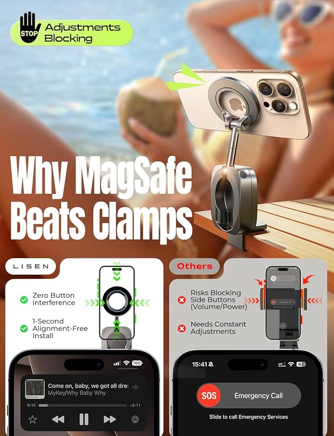LISEN Airplane Travel Essentials for Women Men Phone Holder Cruise Must Haves International Europe Essentials Travel Size MagSafe Phone Accessories Airplane Gadgets Men Long Flight Easter Gifts