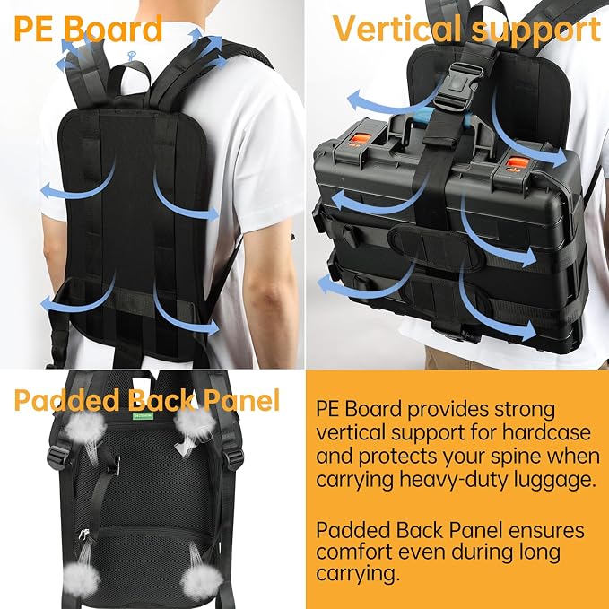 Heavy-Duty Backpack Carrying Straps System for 16-21 Inch Suitcase Luggage Hardcase for Adventure Travel Cobble Stone Streets Stair - S
