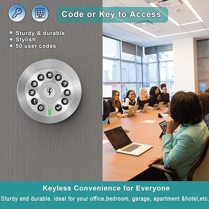 BOTHSTAR Keypad Door Knob with Key,Keyless Entry Door Lock, Code Locks Door Knob, Auto Lock,50 User Code, for Home,Office,Hotel,Bedroom,Garage,Not Deadbolt