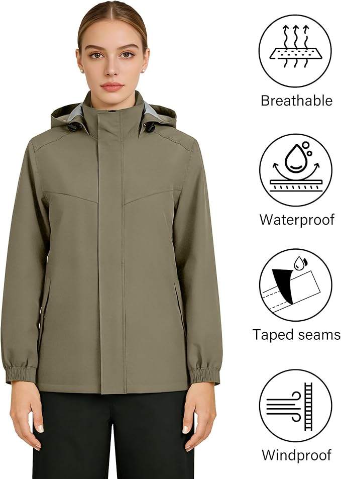 iCreek Rain Suit Waterproof Hooded Rain Gear Breathable Lightweight Packable Rain Jacket Pants Men Women for Hiking Fish Golf