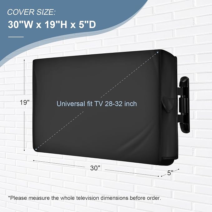 ULTCOVER Waterproof TPE Fabric Outdoor TV Cover with Anti-scratch Liner for 28-32 inch Outside Flat Screen Televisions