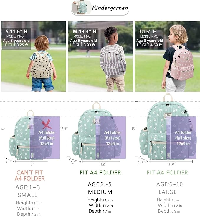 atgark Corduroy Toddler Backpack for Girls 2-5: Preschool Backpack for Girls