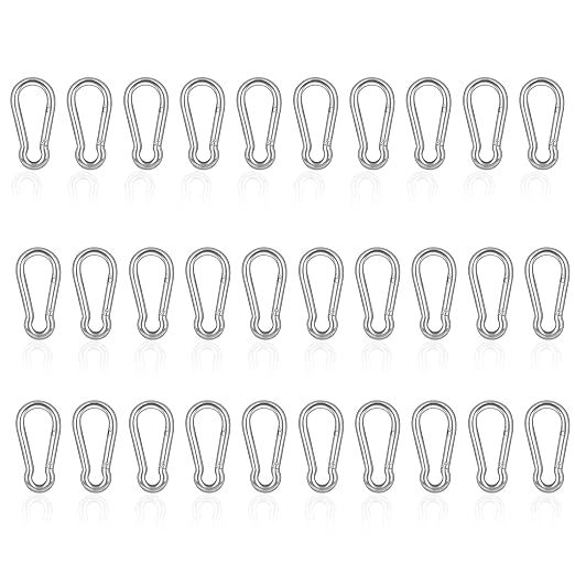 30PCS M4 Heavy Duty Carabiner Clip, 1.57Inch Snap Hook Quick Link Small Carabiner Clips,Spring Link Buckle for Fishing Camping Hammock Dog Leashes-110LBS Holding Capacity (Silver)