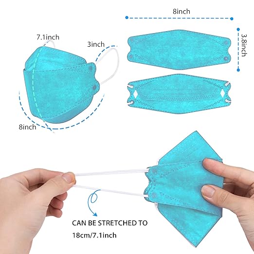 Borje KN95 Face Masks for Adults 50 Pack, 5-Ply Blue Disposable Face Mask Against PM 2.5 Smoke & Dust, Filtration Efficiency 95%