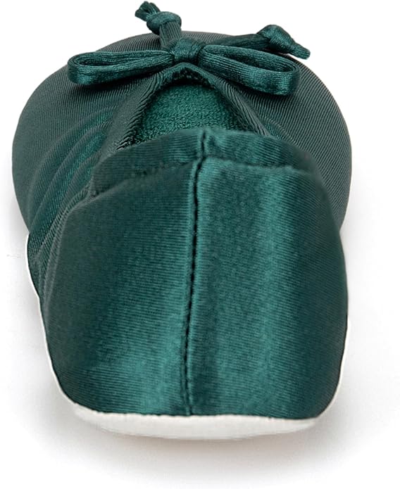 Isotoner Women's Satin Ballerina Slippers with Classic Ribbon Bow and Suede Sole