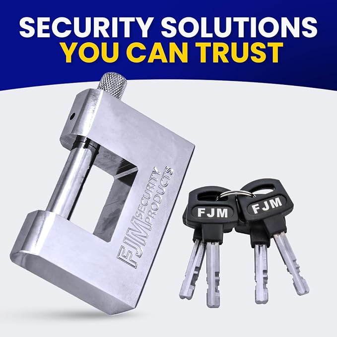 FJM SPSA80-KA D-Style High Security Padlock, Home Improvement Anti Theft Trailer Lock, Bike Lock, & Door Lock. Also for Outdoor Storage Shed, Includes Master Lock Set, Keyed Alike, 3 1/8" (80mm)