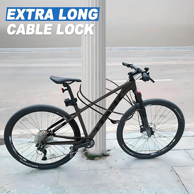 Long Cable Lock, Extra Long Straight Bike Lock (3ft to 25ft) with Resettable Combination, Kayak Locks, Unique Thin end Cable Locks Suitable Kayak, Scooter, Paddle Boards, Canoe, Jet Ski