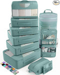 Veken 10 Set Packing Cubes for Travel Essentials, Suitcase Organizer Bags in 4 Sizes, Carry-On Luggage Accessories with Large Laundry Bag & Passport Holder, Must-Have for Airplane, Road Trip & Camping