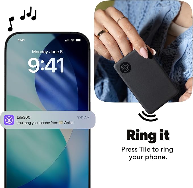 Tile by Life360 Slim - Wallet Finder, Bluetooth Tracker and Item Locator for Luggage Tags, Passports and More. Both iOS and Android Compatible. Phone Finder. 2-Pack (Black)