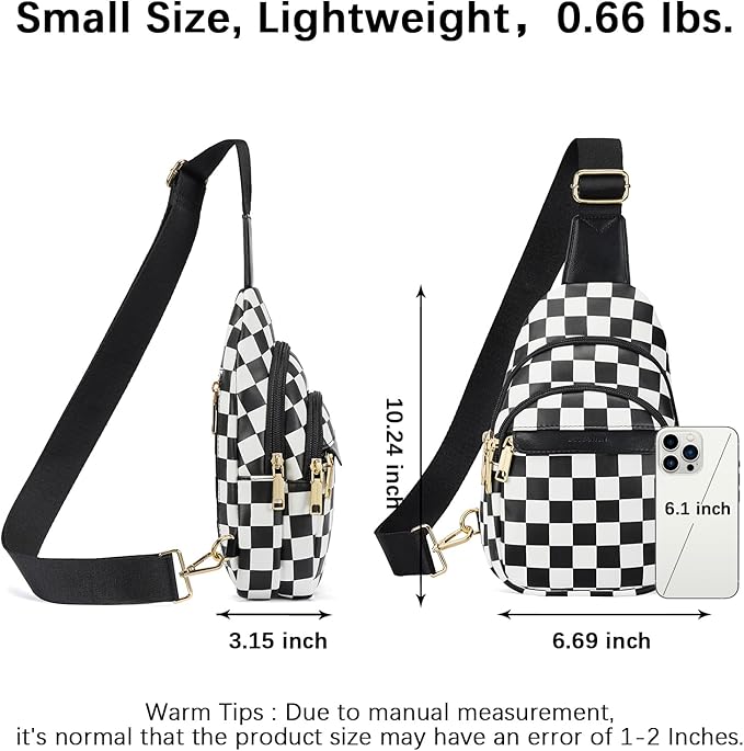 BOSTANTEN Sling Bag for Women Leather Crossbody Bags Fanny Pack Chest Bag for Travel