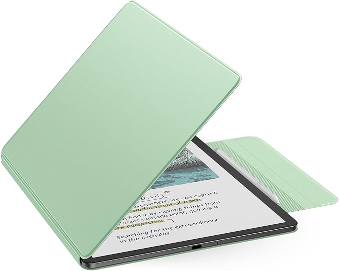 MoKo Magnetic Case for All-New 11" Kindle Scribe 2025(3rd Generation) & Kindle Scribe Colorsoft 2025(1st Generation) - Slim Folio Premium PU Leather Cover with Pen Clasp & Auto Sleep Wake, Green