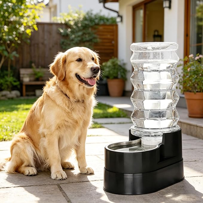 RIZZARI 8L Elevated Pet Water Dispenser – Stainless Steel Gravity Waterer | for Medium/Large Dogs & Senior Pets, Comfortable Drinking Height for Living Rooms & Multi-Pet Homes, Auto refill