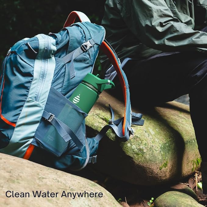 Clearly Filtered Water Bottle | Removes 200+ Contaminants, Double-Wall Insulated Stainless Steel, BPA/BPS Free, Phthalate Free, Filters Flouride Lead Chlorine (20oz, Mint)