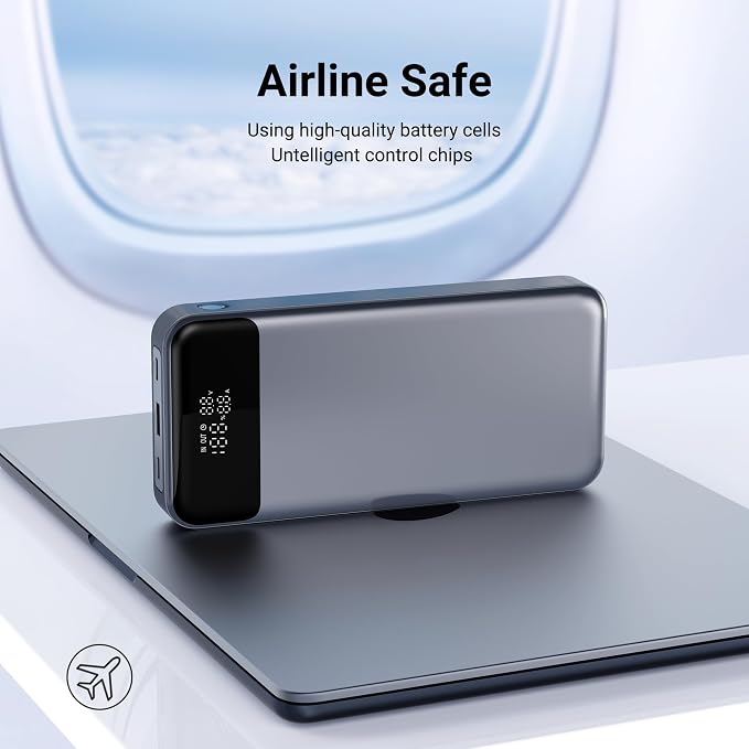 24,000mAh 280W Laptop Power Bank, PD 3.1 Portable Charger with Smart Display, 3-Port USB C Battery Pack for MacBook Pro/Air, iPhone 16/15/14/13 Series, iPad and More, Flight-Approved for Travel