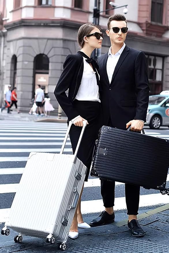 HotWay Checked In Luggage with Spinner Wheels, PC Hard Shell Zipperless Suitcase with Aluminum Frame and TSA Lock, Large Lightweight Suitcase for Business Travel, (White, 26 Inch)
