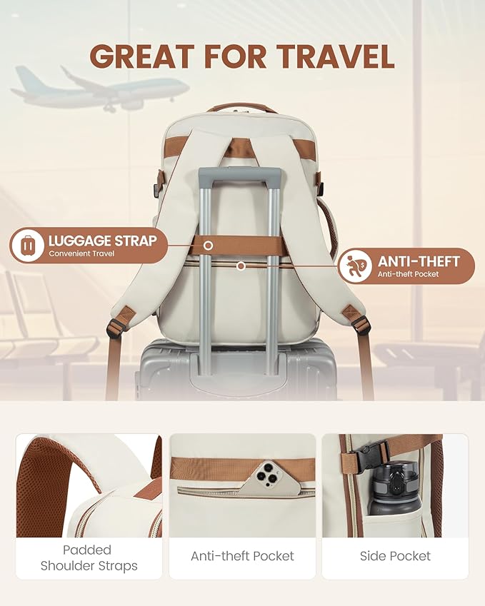 LOVEVOOK 50L Travel Backpack Flight Approved Carry on Backpack,3 Packing Cubes,Waterproof Personal Item Travel Bag,TSA Carry on Luggage Suitcase Travel Essentials,Gifts for Women & Men,fits 18" Laptop