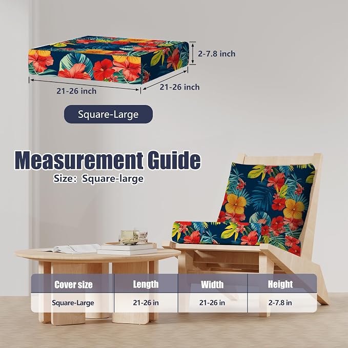 8Pcs Stretch Patio Cushion Covers, Outdoor Couch & Sofa Replacement Slipcovers for Patio Furniture Cushion Covers, Washable Reusable Furniture Protector