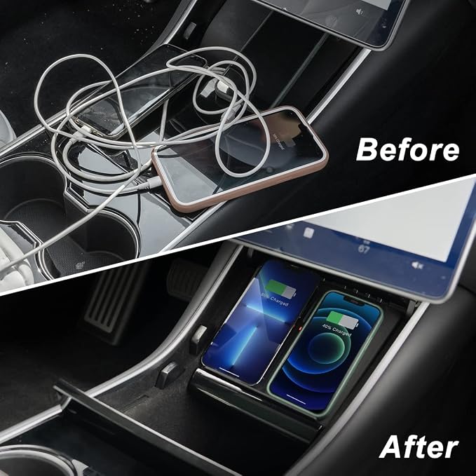 TAPTES for Tesla Model 3 Wireless Charger [2020 Version], Wireless Phone Charging Pad M3 Accessories for iPhone 14/13/12Pro/12/Enabled Phones-Compatible for Tesla Model 3(Before Jun 2020)