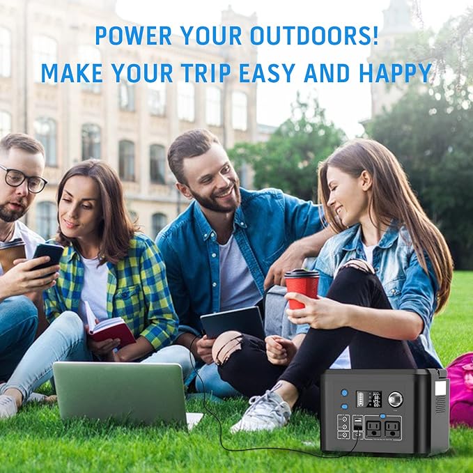 powkey Portable Power Station 350W, 260Wh/70,000mAh Backup Lithium Battery, 110V Pure Sine Wave Power Bank with 2 AC Outlets, Portable Generator for Outdoors Camping Travel Hunting Emergency