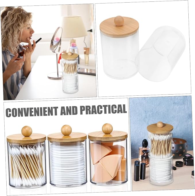 Cotton Puff Organizer Lid Portable Cotton Pads Storage Box for Makeup Removal and Swabs Stackable Clean Design for Bathroom and Vanity Use